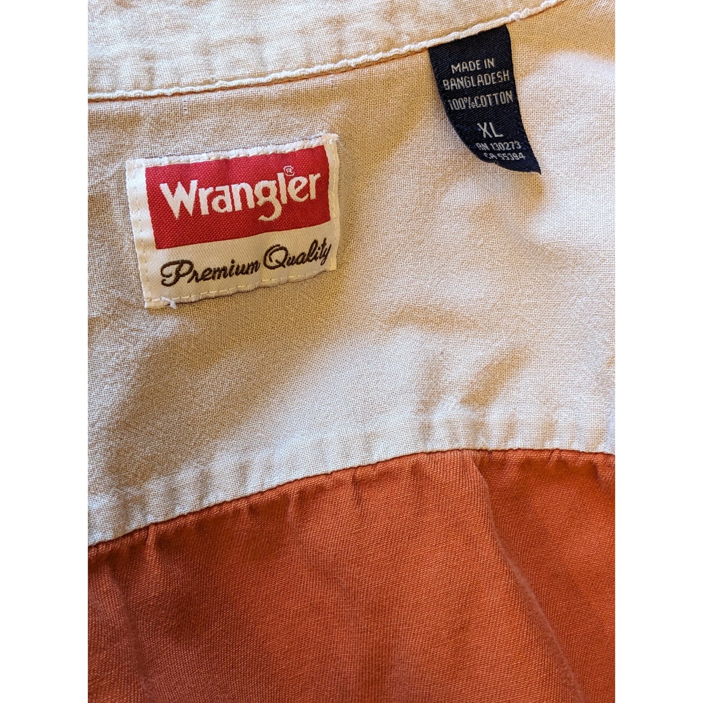 Wrangler Western Shirt Mens Size XL Orange Button Up Pocket Casual Classic Fit