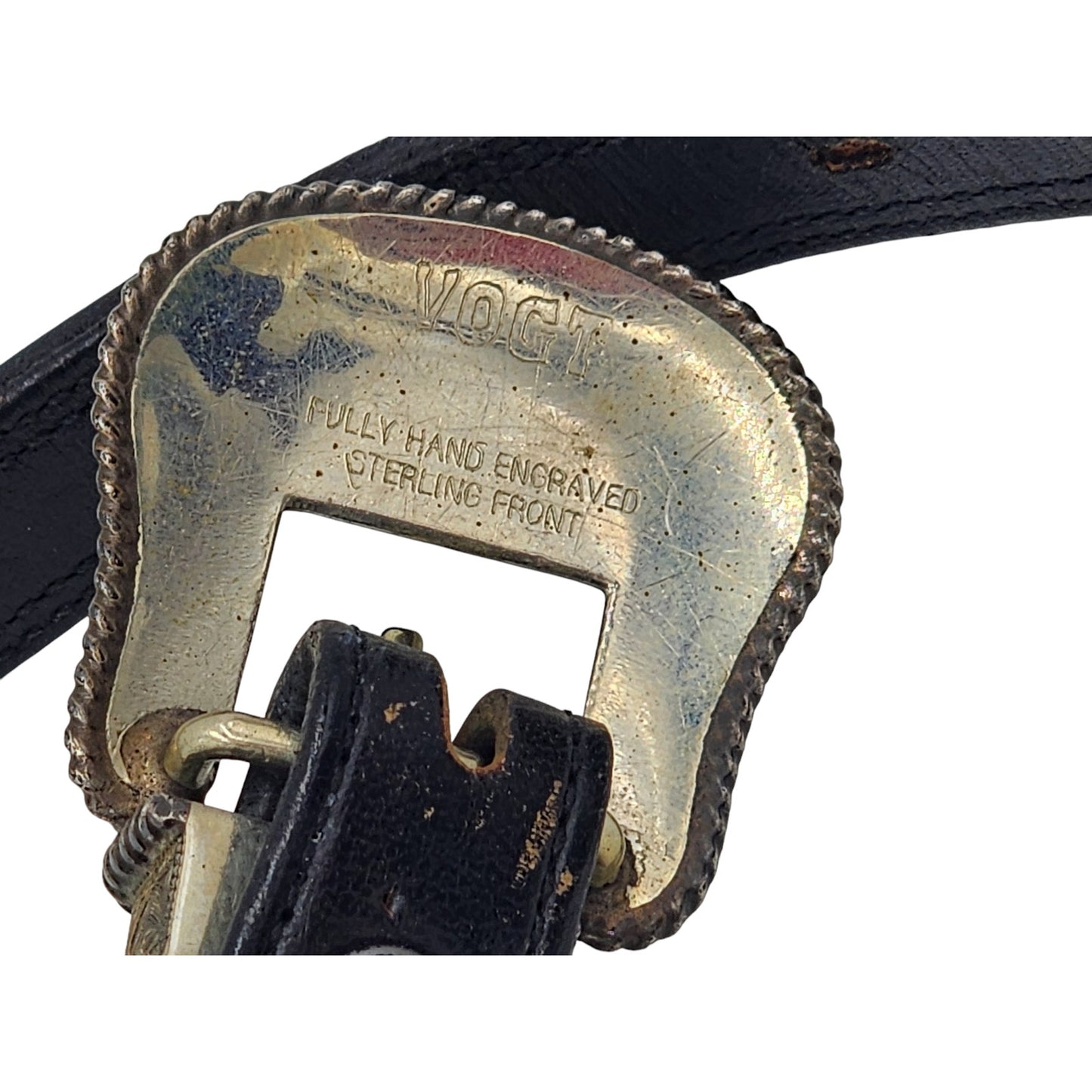 Vogt Belt Steerhide Leather Sterling Buckle Western Conchos Southwest Style 32