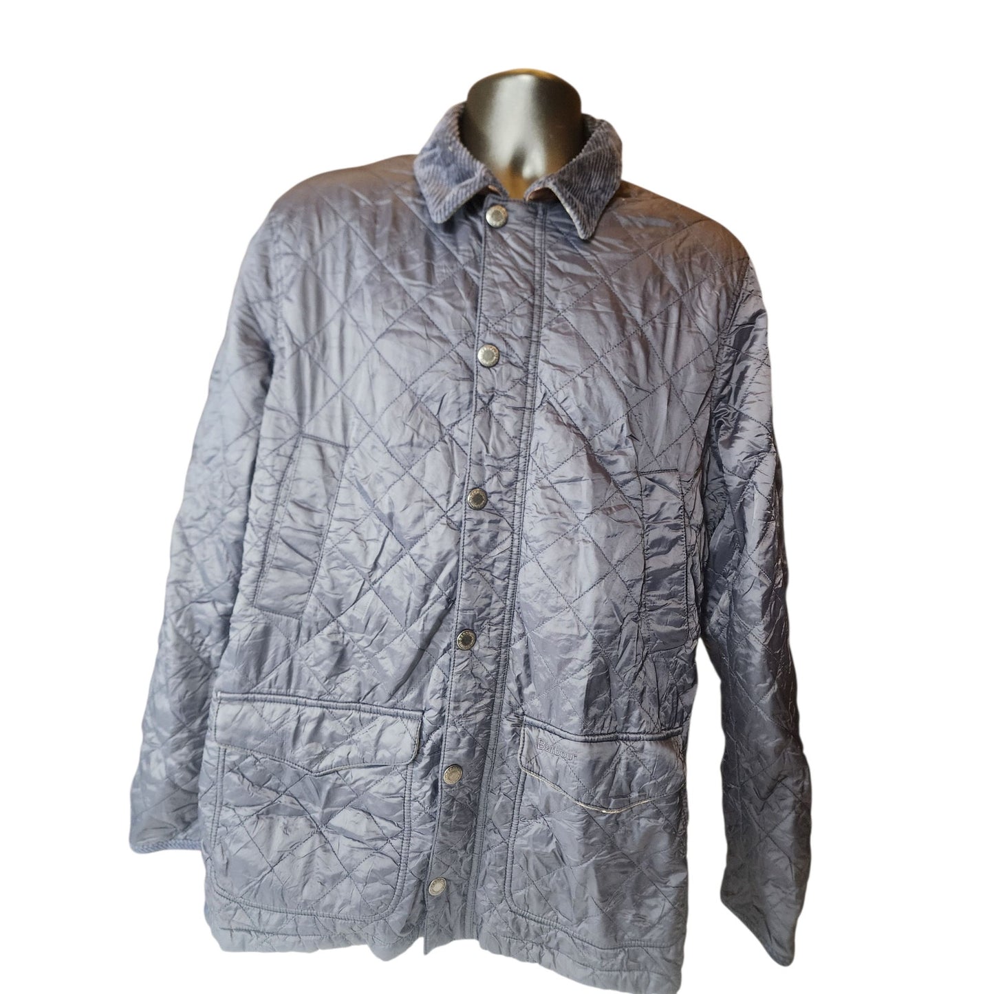 Barbour Jacket Mens Large Quilted Classic Tartan Snap Country Heritage British