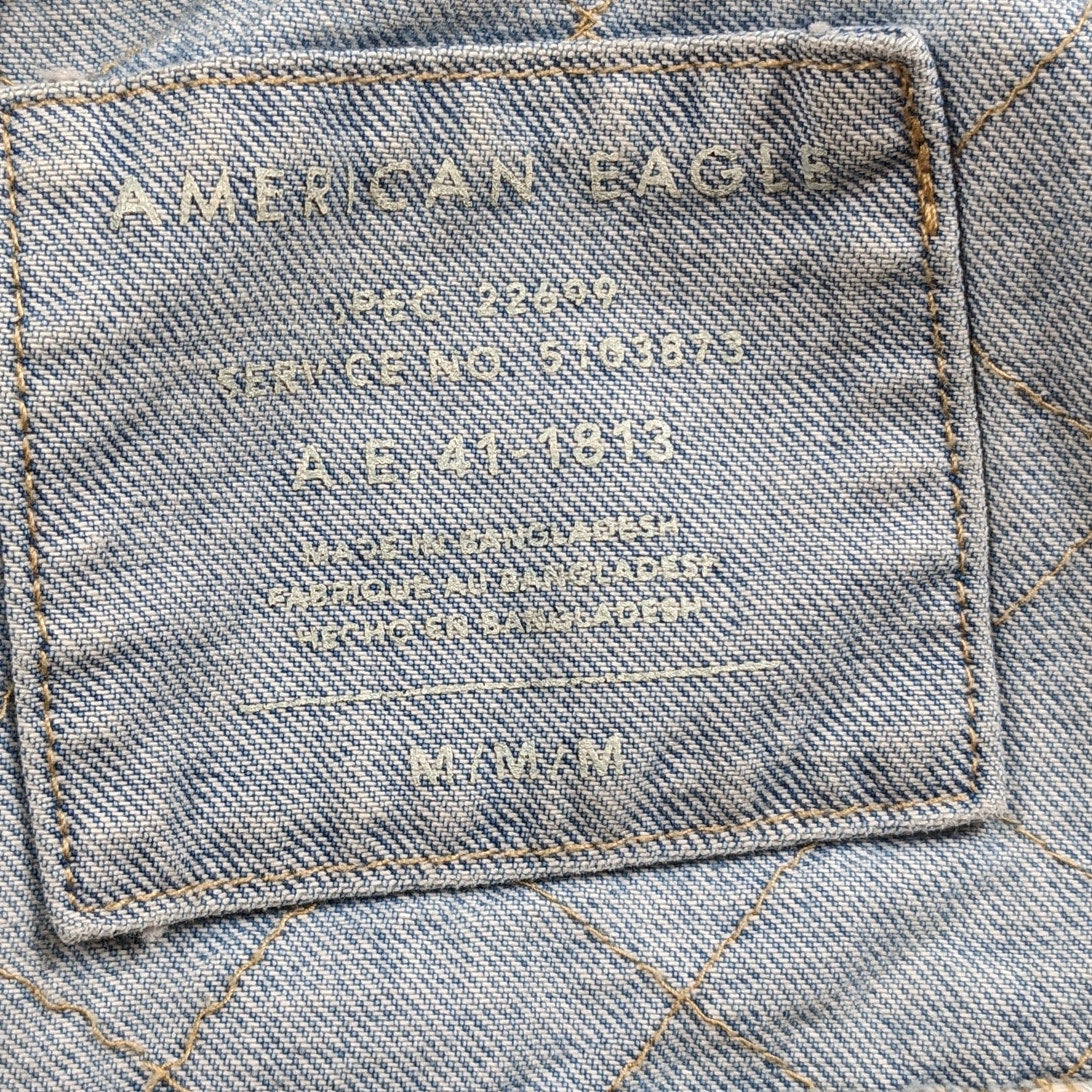 Vintage American Eagle Outfitter Womens Medium Denim Hooded Jean Jacket Quilted