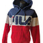 FILA Hoodie Women Medium Colorblock Pullover Red Blue Big Logo Sweatshirt Preppy