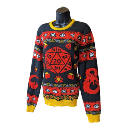 Dungeons and Dragons Ugly Christmas Sweater Womens Large Pullover Gamer Cosplay