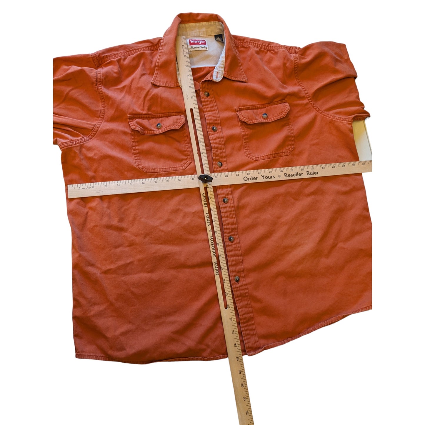 Wrangler Western Shirt Mens Size XL Orange Button Up Pocket Casual Classic Fit