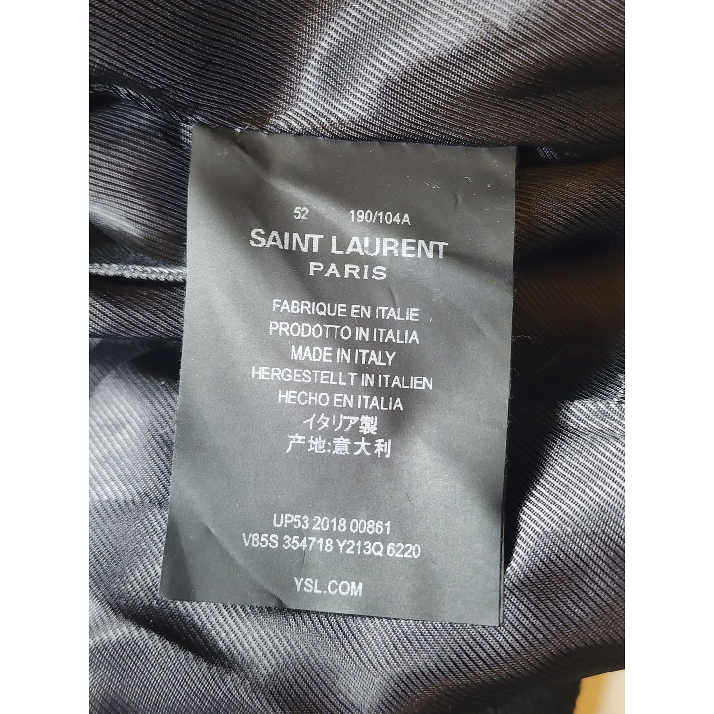 Saint Laurent Teddy Jacket Mens 52 Large Bomber Ribbed Collar Italy Paris Snap