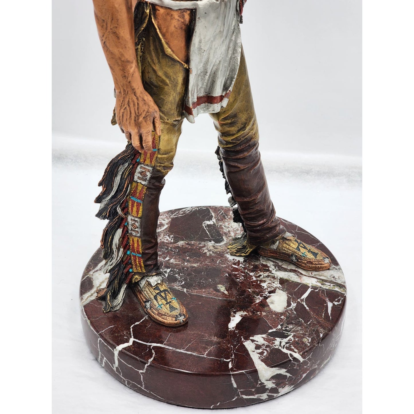 Christopher Pardell Bronze Sculpture Bears Heart Indian Coupe Feather Mixed Media Signed 24"
