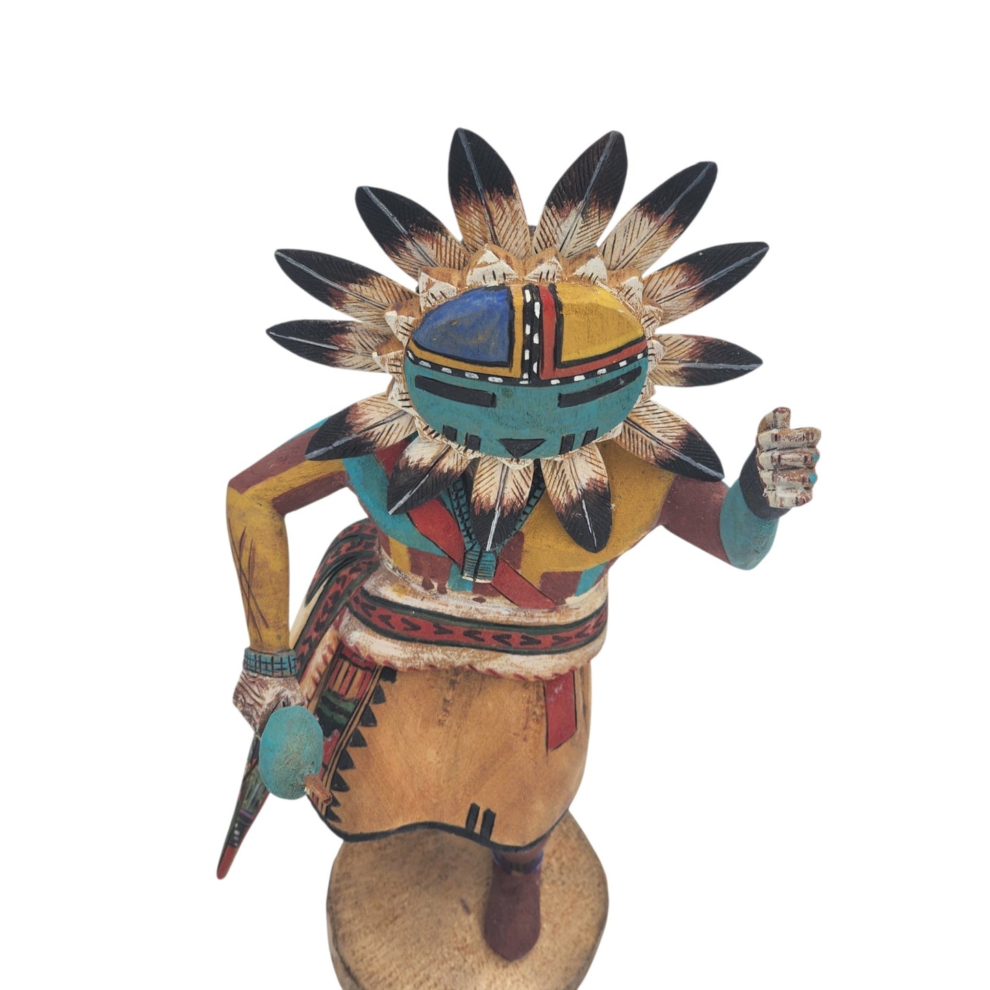 Kachina Tawa Sun Signed R Duwyenie Native American Southwest Art Hand Carved 12"