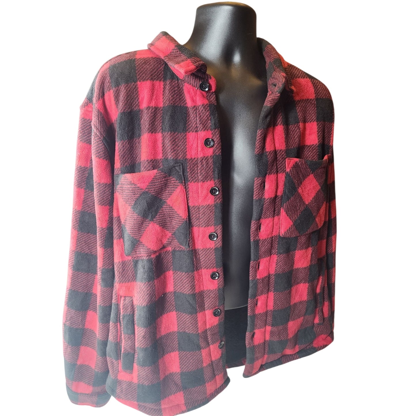 Lowes Premium Flannel Shirt XL Sherpa Jacket Lumberjack Shacket Cozy Work Hiking