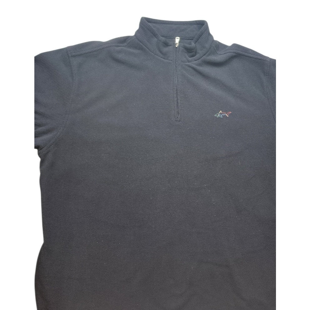 Greg Norman Sweater Men XXL Pullover Zip Black Shark Logo Golf Fleece Sweatshirt