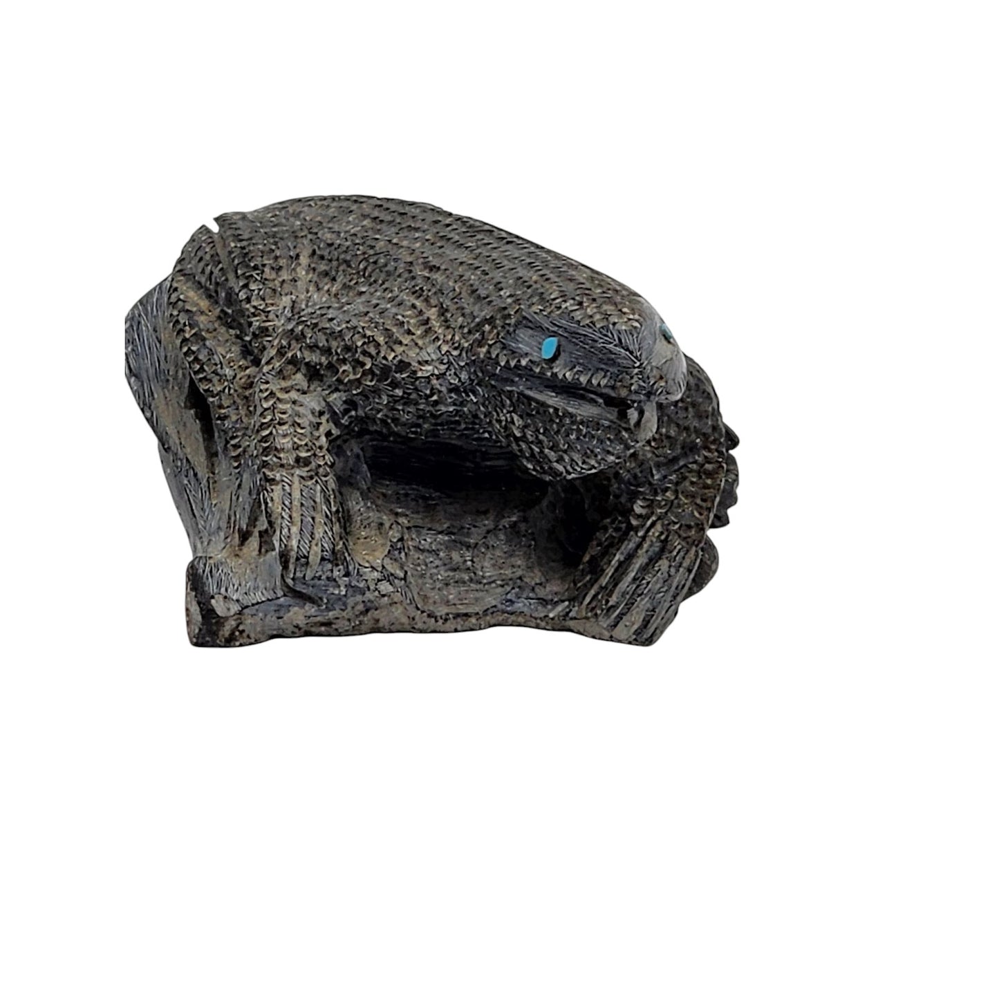 Native American Zuni Lizard Fetish Calvin Weeka Carved Stone Reptile Turquoise