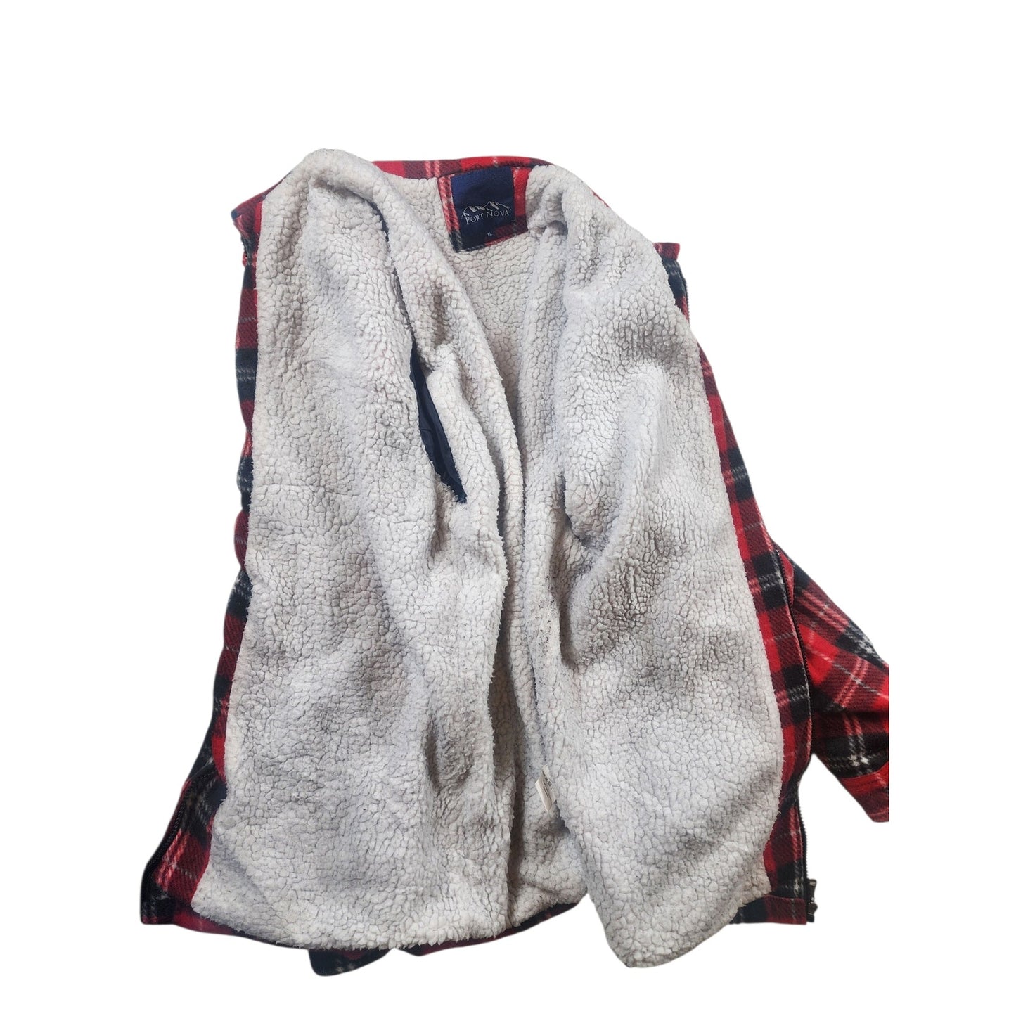 Port Nova Plaid Sherpa Zip Shirt Jacket Men XL Flannel Buffalo Hiking Lumberjack