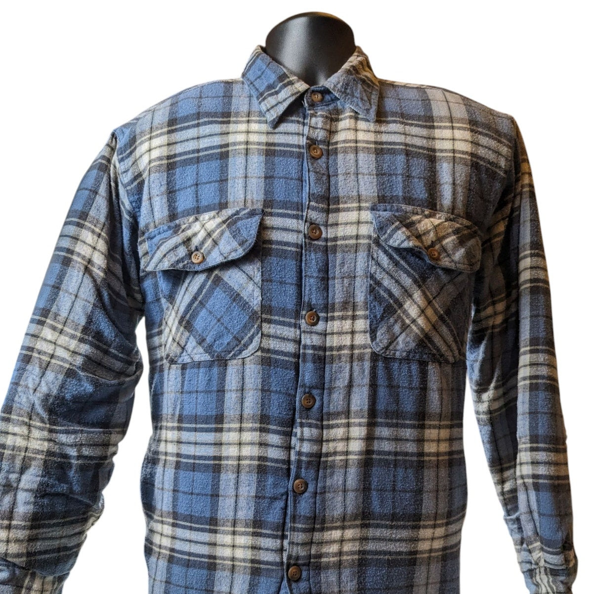 Canyon Guide Outfitters Quilted Flannel Jacket Mens Large Blue Plaid Shirt Coat