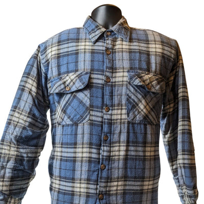 Canyon Guide Outfitters Quilted Flannel Jacket Mens Large Blue Plaid Shirt Coat