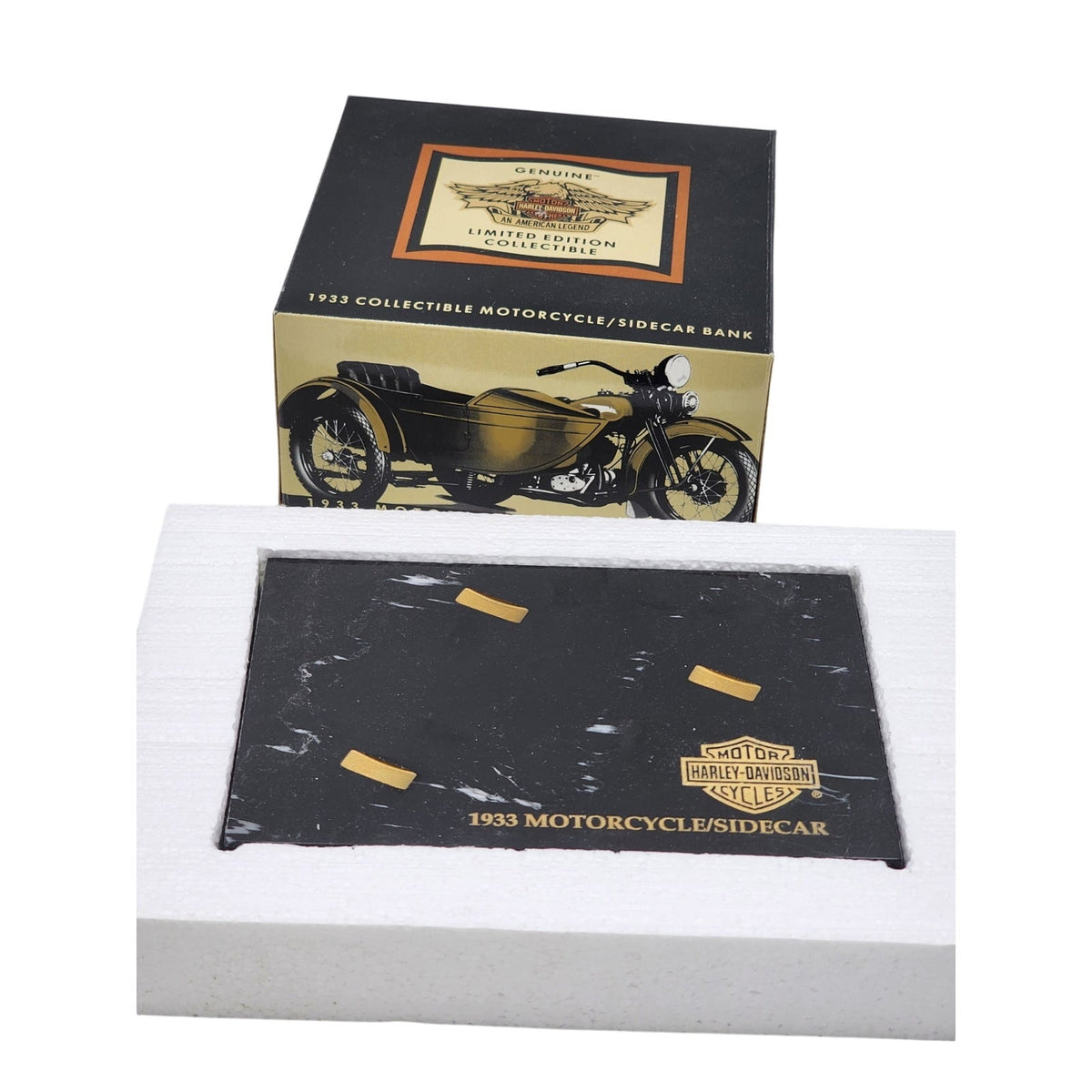 Harley Davidson 1933 Motorcycle Sidecar Bank Marble 1/12 Ultra COA 99205-94v Box