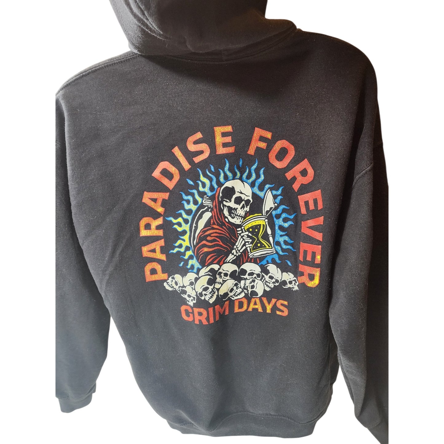 Grim Days Hoodie Men XL Graphic Skull GrimReaper Sweatshirt Paradise Forever Y2K