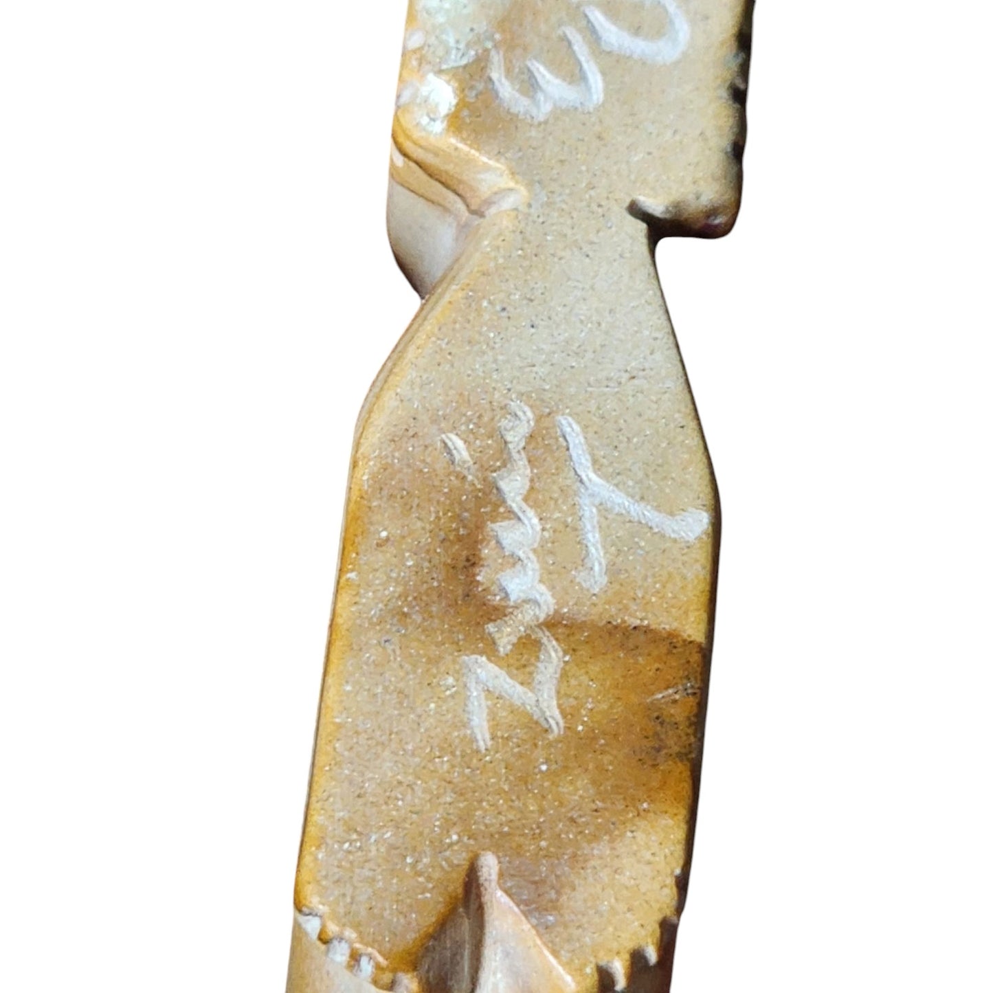 Native American Signed Zuni Rabbit Fetish Carving Sandstone Turquoise Eyes Totem