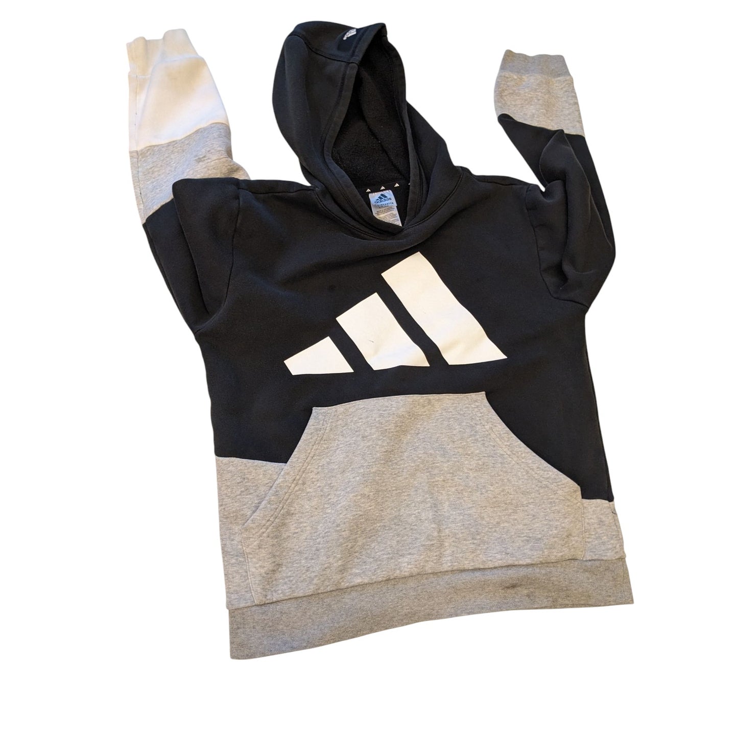 Adidas Hoodie Men Medium Primegreen Colorblock Logo Pullover Sweatshirt Kangaroo