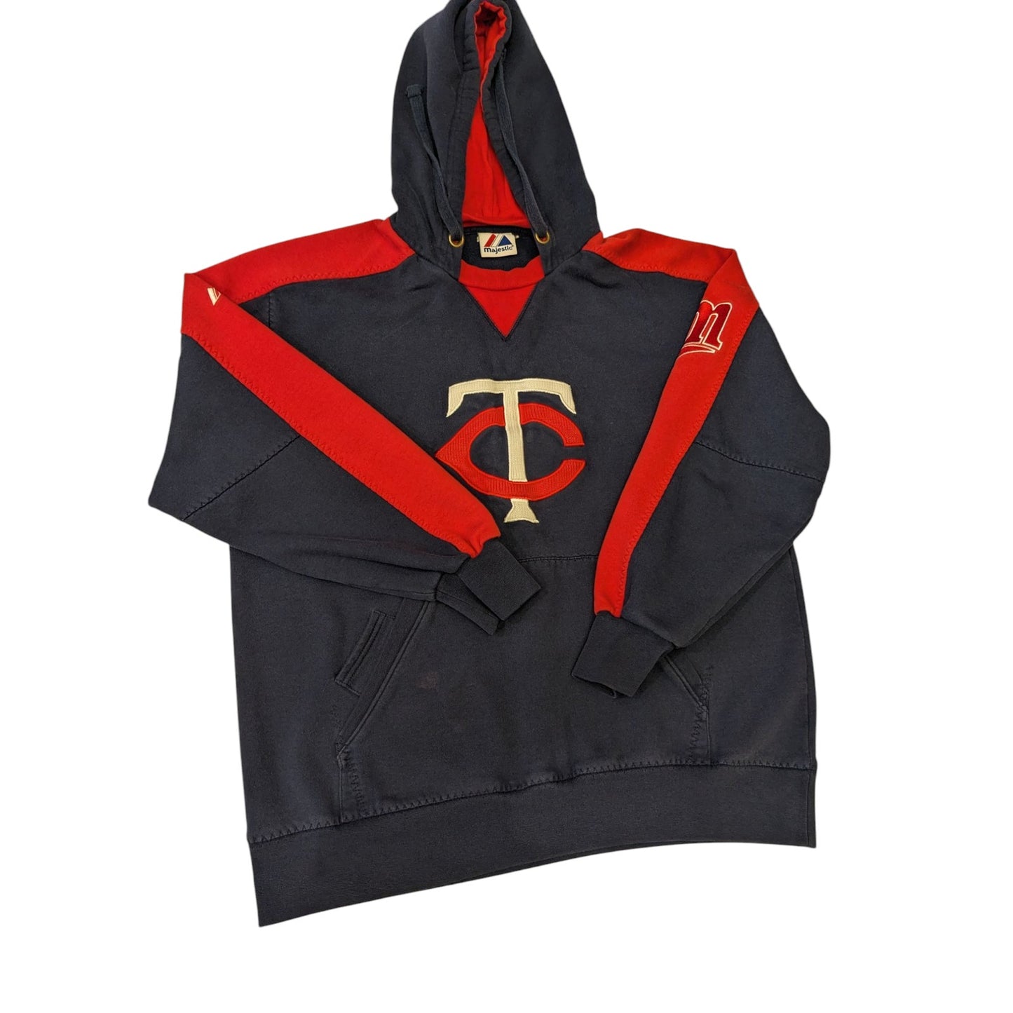 Majestic Minnesota Twins Hoodie Men Large Pullover Sweatshirt Vintage Kangaroo