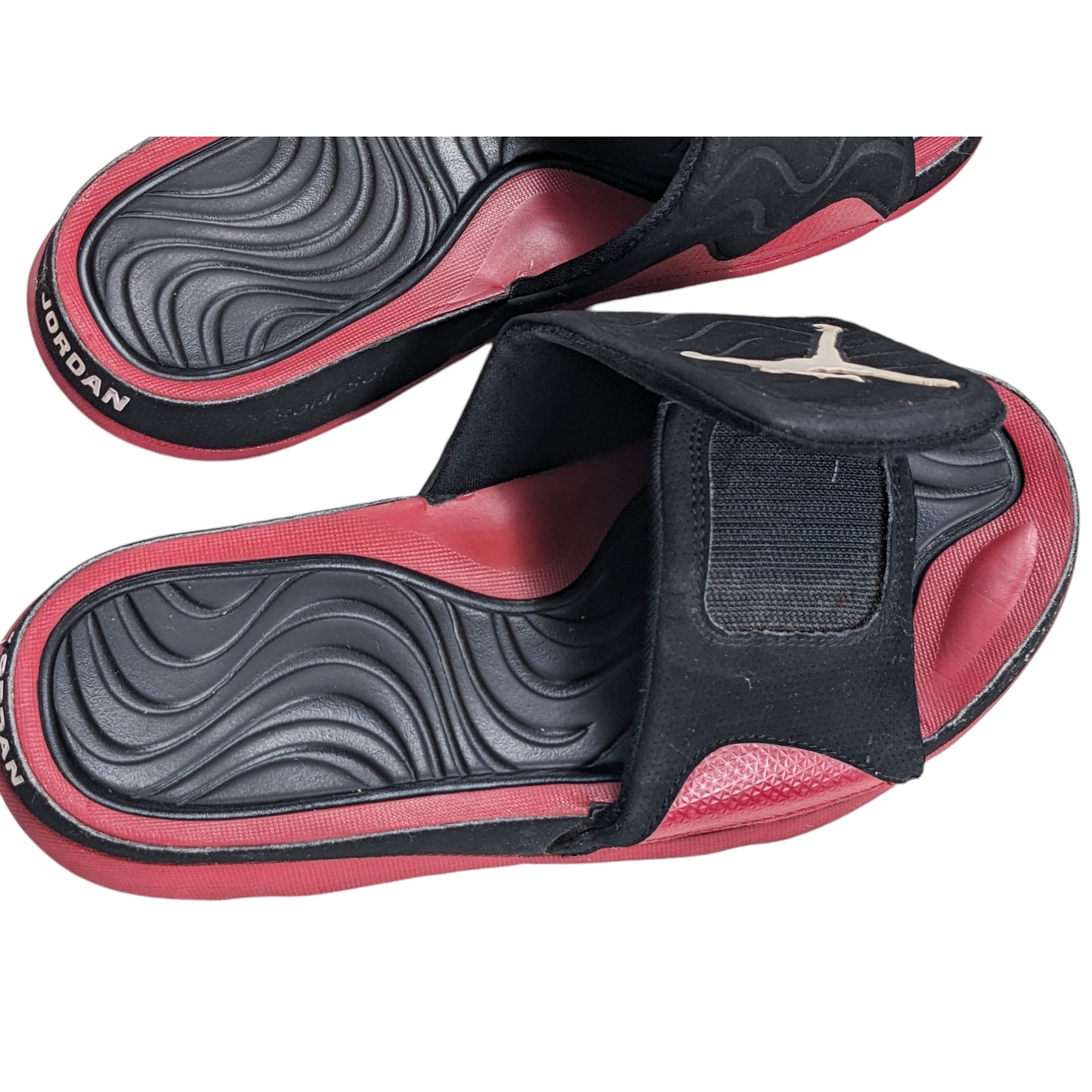 Nike Air Jordan Slides Sandals Mens 8 Black Red Adjust Strap Summer 705163-001