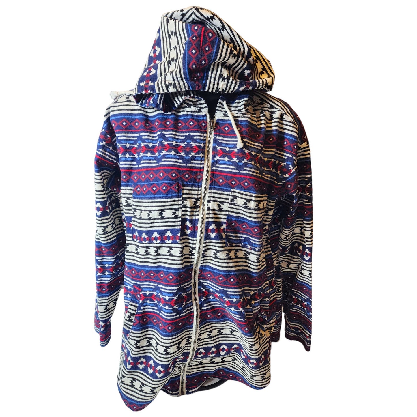 HM Divided Hoodie Womens 10 Shacket Boho Southwestern Style Full Zip Aztec