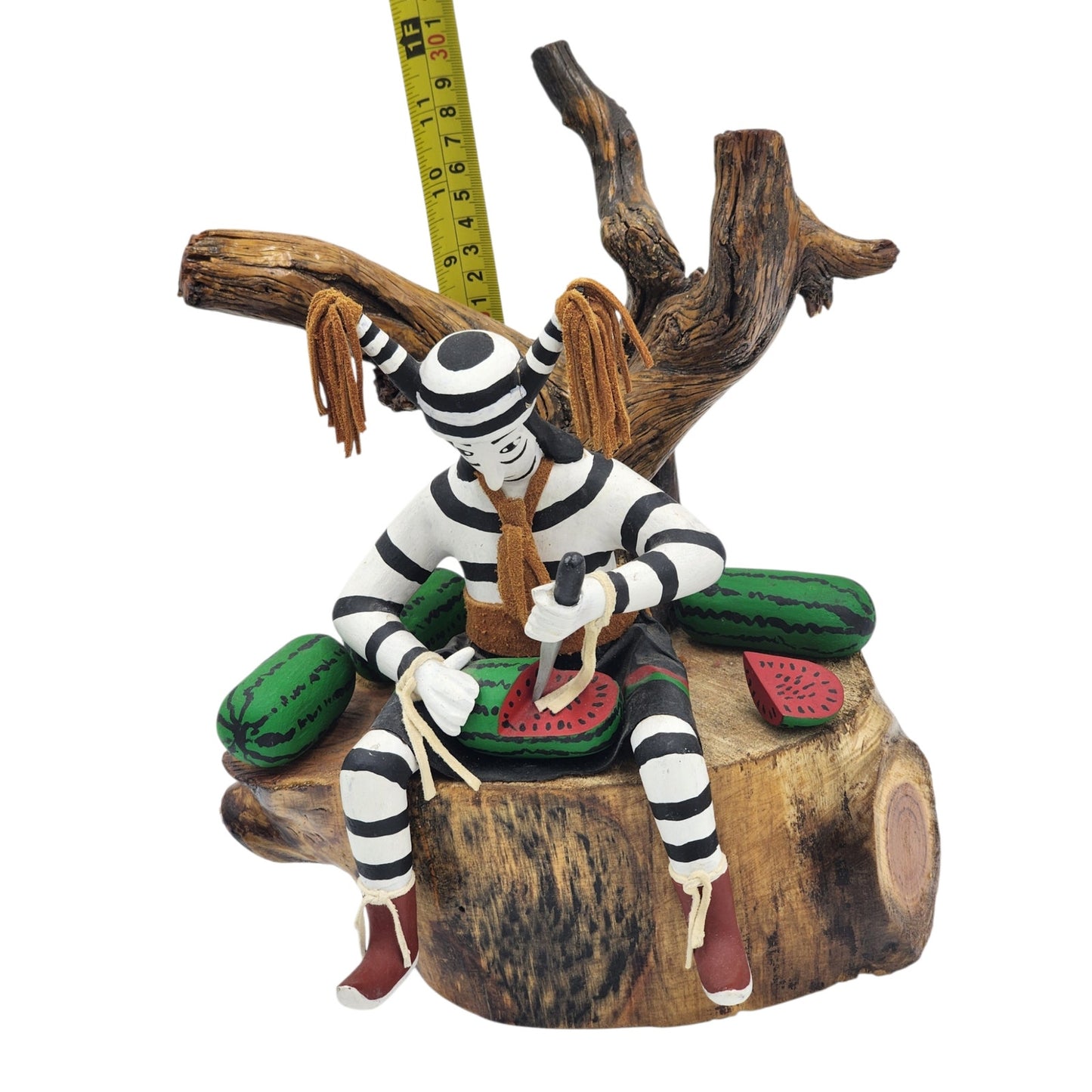 Kachina Southwestern Native American Style Koshare Clown Watermelon Wood Carving