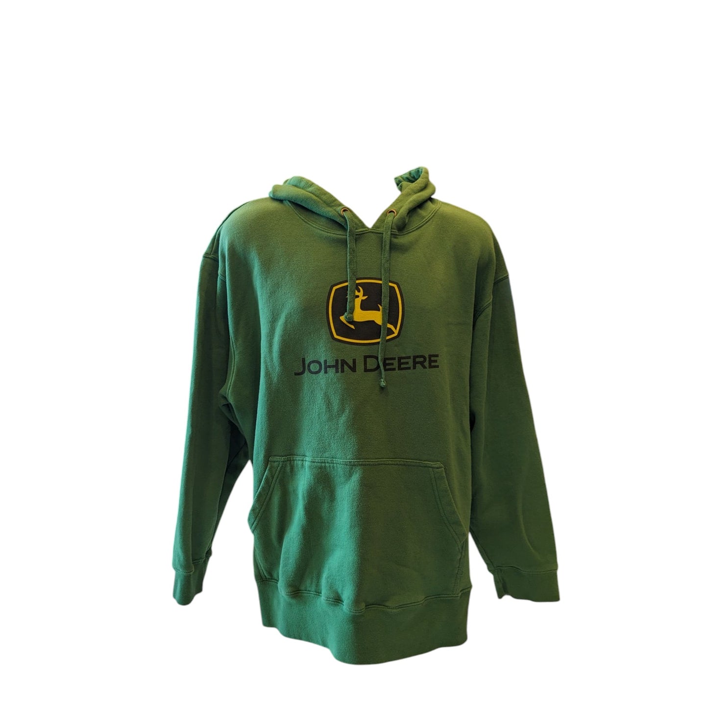 John Deere Hoodie Men XXL Green Pullover Sweatshirt Logo Graphic Kangaroo Pocket