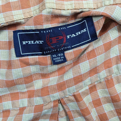 Vintage Phat Farm Shirt Mens XL Button Up Plaid Long Sleeve Checkered Streetwear
