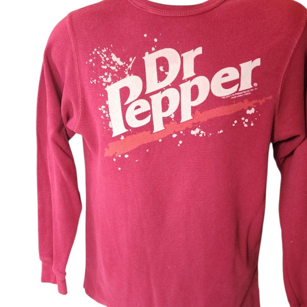 Dr Pepper Thermal Long Sleeve Shirt Men Small Women Medium Soda Waffle Knit Y2K