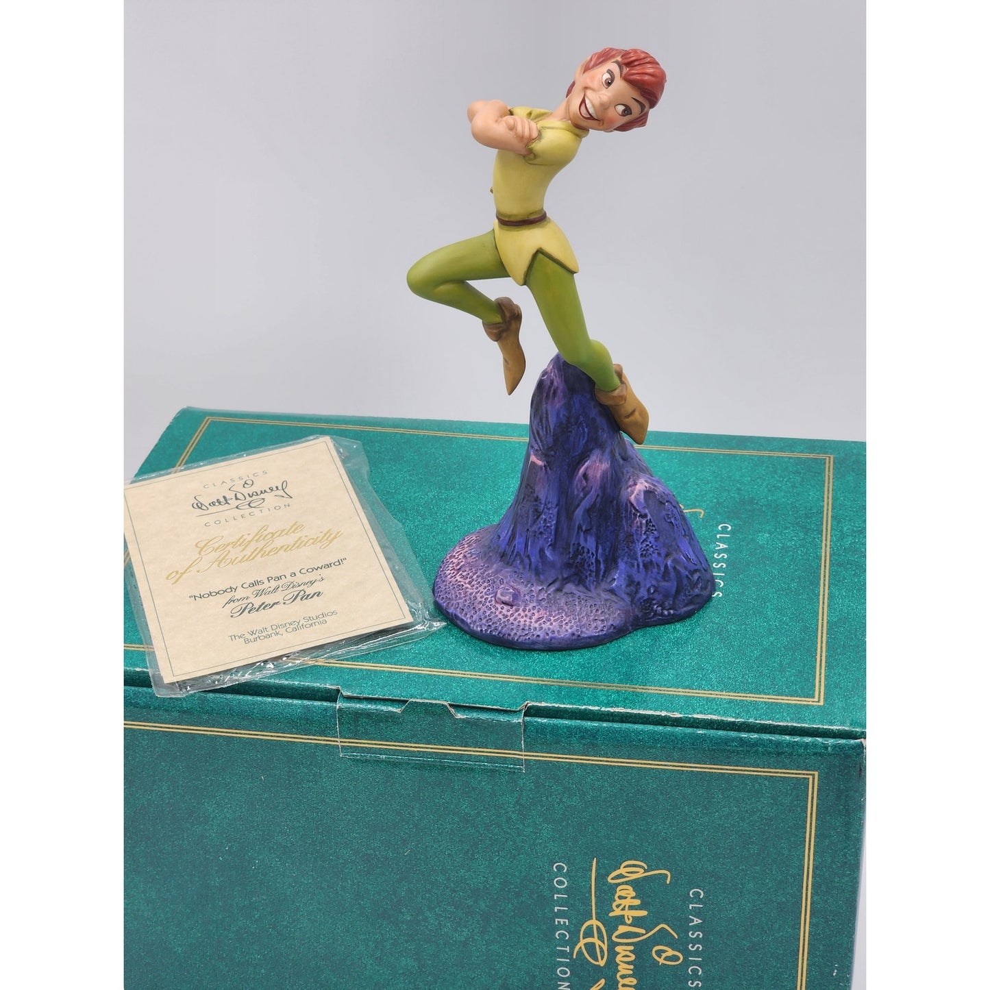 WDCC Peter Pan Figurine Nobody Calls Pan a Coward Vintage Disney Retired Box COA