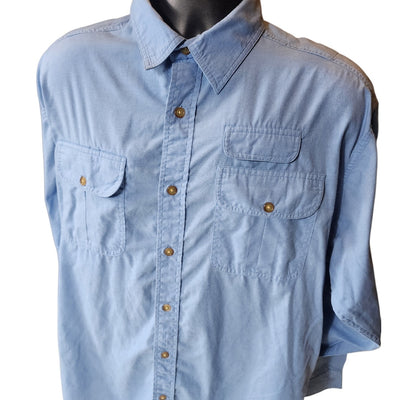 Orvis Buzz Off Insect Shield Shirt Large Blue Button Down Outdoor Hiking Fishing