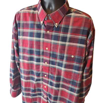 Towncraft Plaid Shirt Mens XXL Button Down Wrinkle Free Long Sleeve Front Pocket