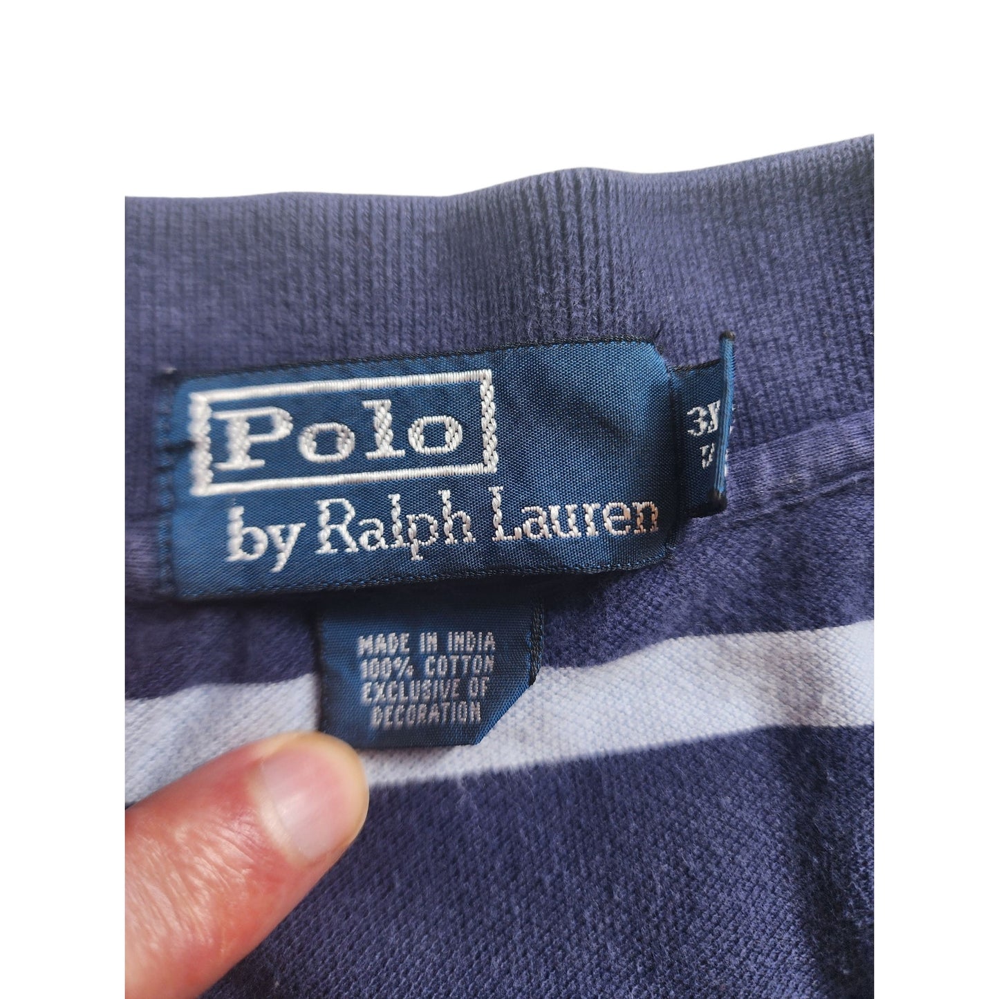 Polo Ralph Lauren Men 3XLT Tall Striped Polo Shirt Navy Cotton Short Sleeve