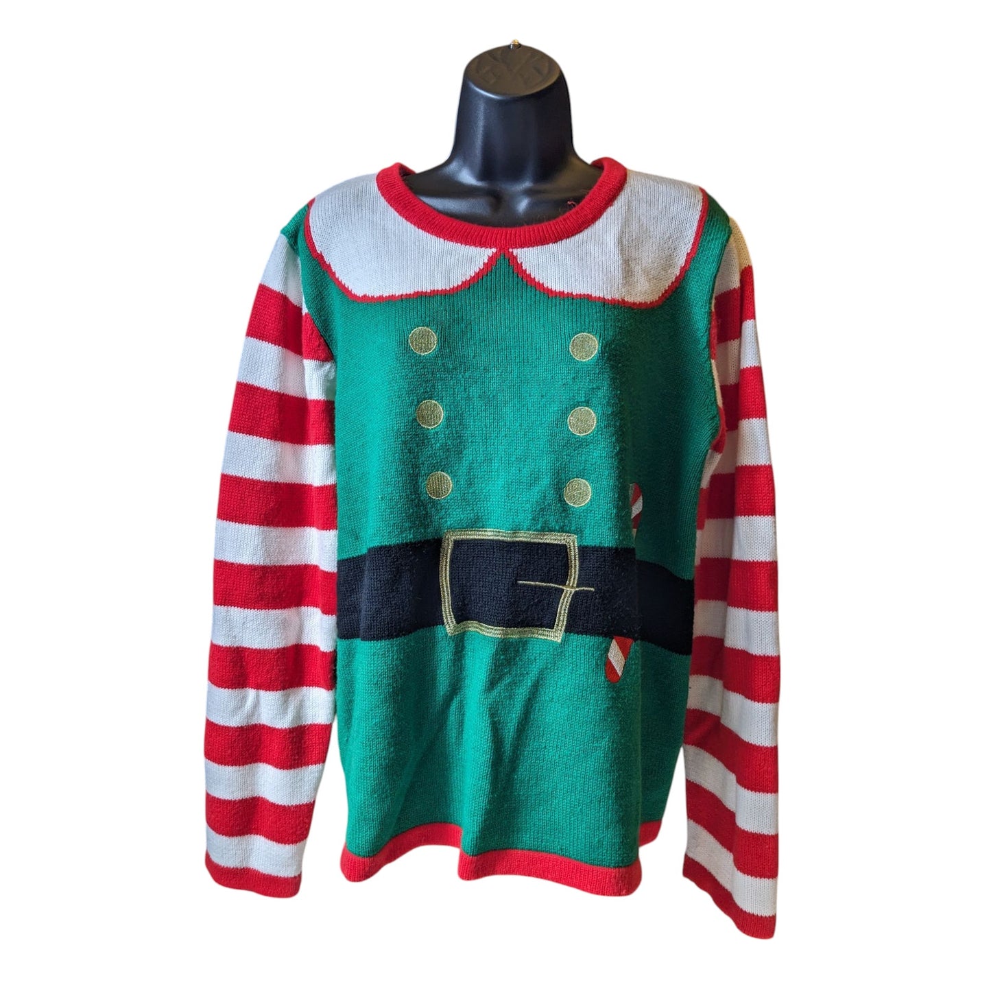 Holiday Time Elf Costume Sweater Womens XL Long Sleeve Xmas Party Ugly Christmas