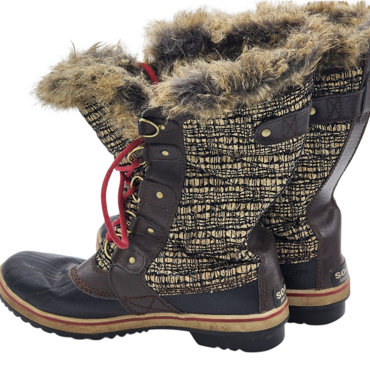 Sorel Tofino Boots Womens 9 Faux Fur Waterproof Winter Snow NL2388-231 Gorpcore