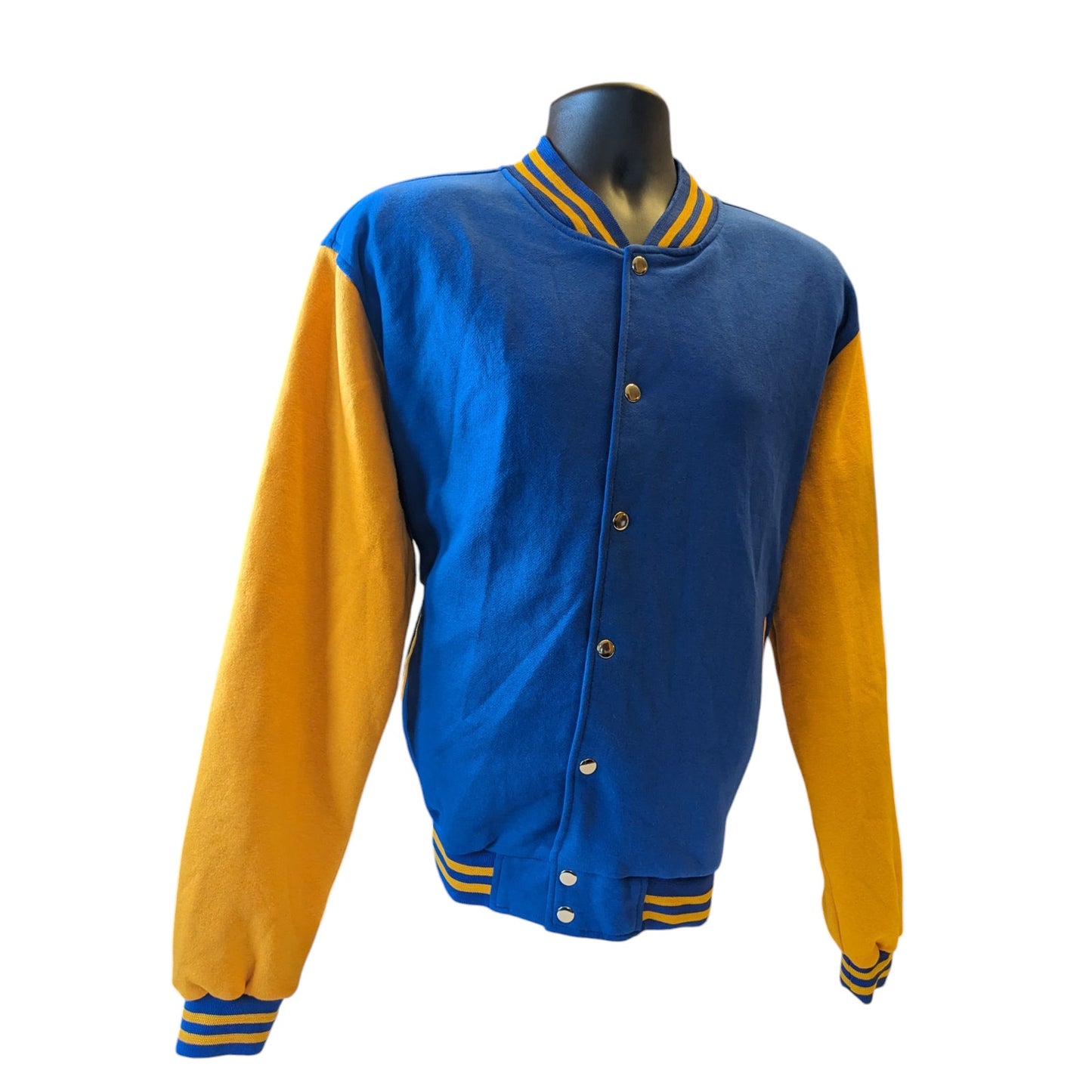 Varsity Jacket Mens XXL Letterman Style Bomber Blue Gold Snap Button Retro Style