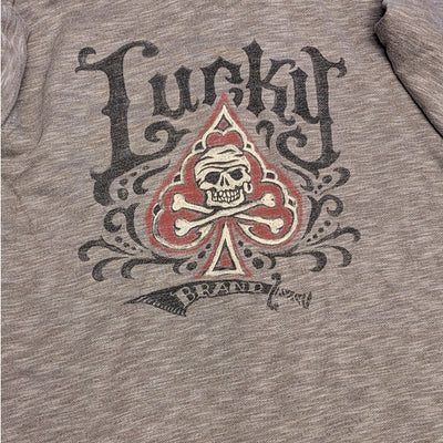 Lucky Brand Hoodie Women Large Men Medium Skull Spade California Sweatshirt