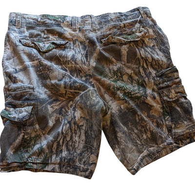 George Camo Cargo Shorts Men 42 Realtree Utility Pocket Hiking Waistband Stretch
