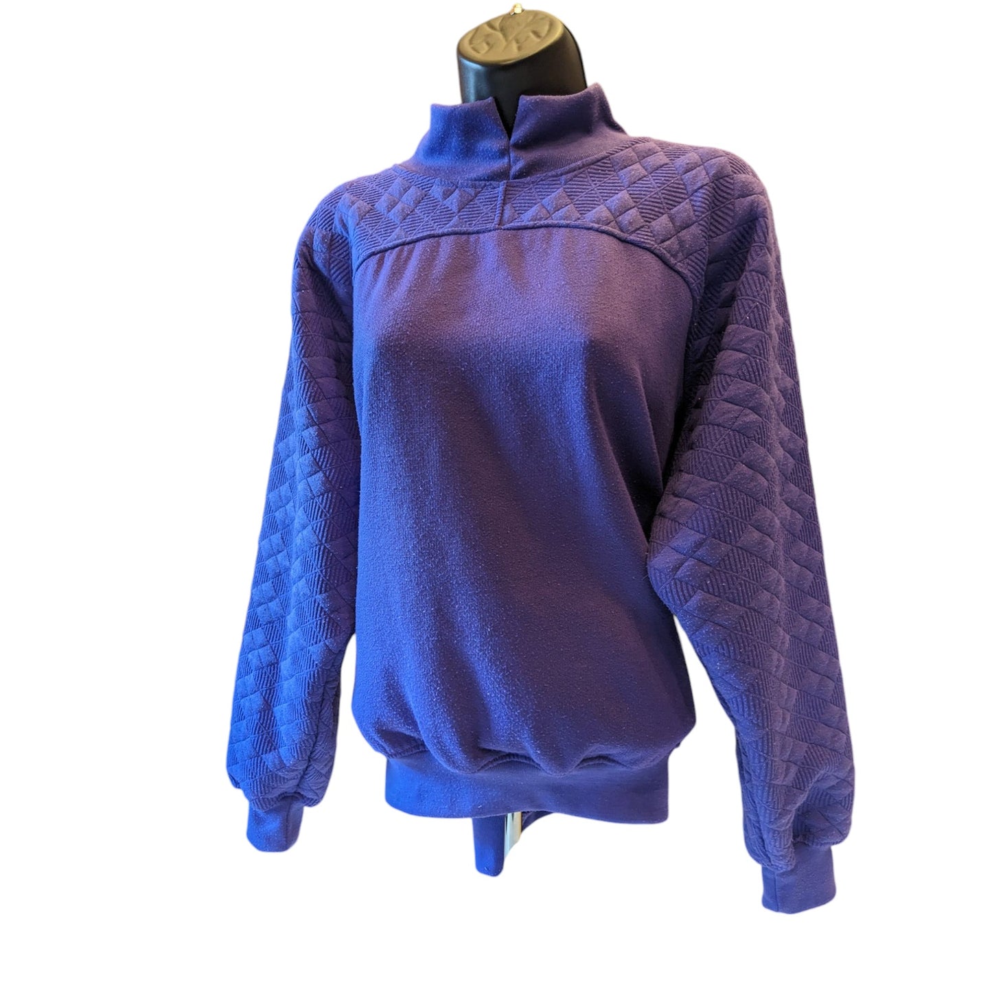 Vintage Gitano Sweatshirt Women Medium/Large Purple Quilted Pullover Mock Neck
