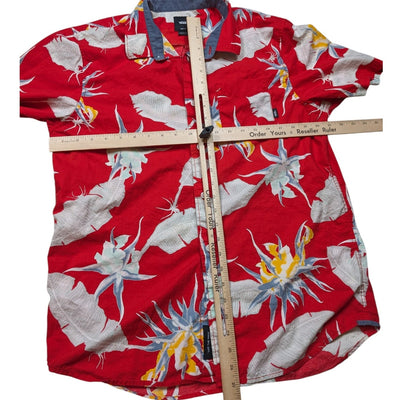VANS Off the Wall Hawaiian Camp Shirt Mens Medium Tropical Floral Button Y2K