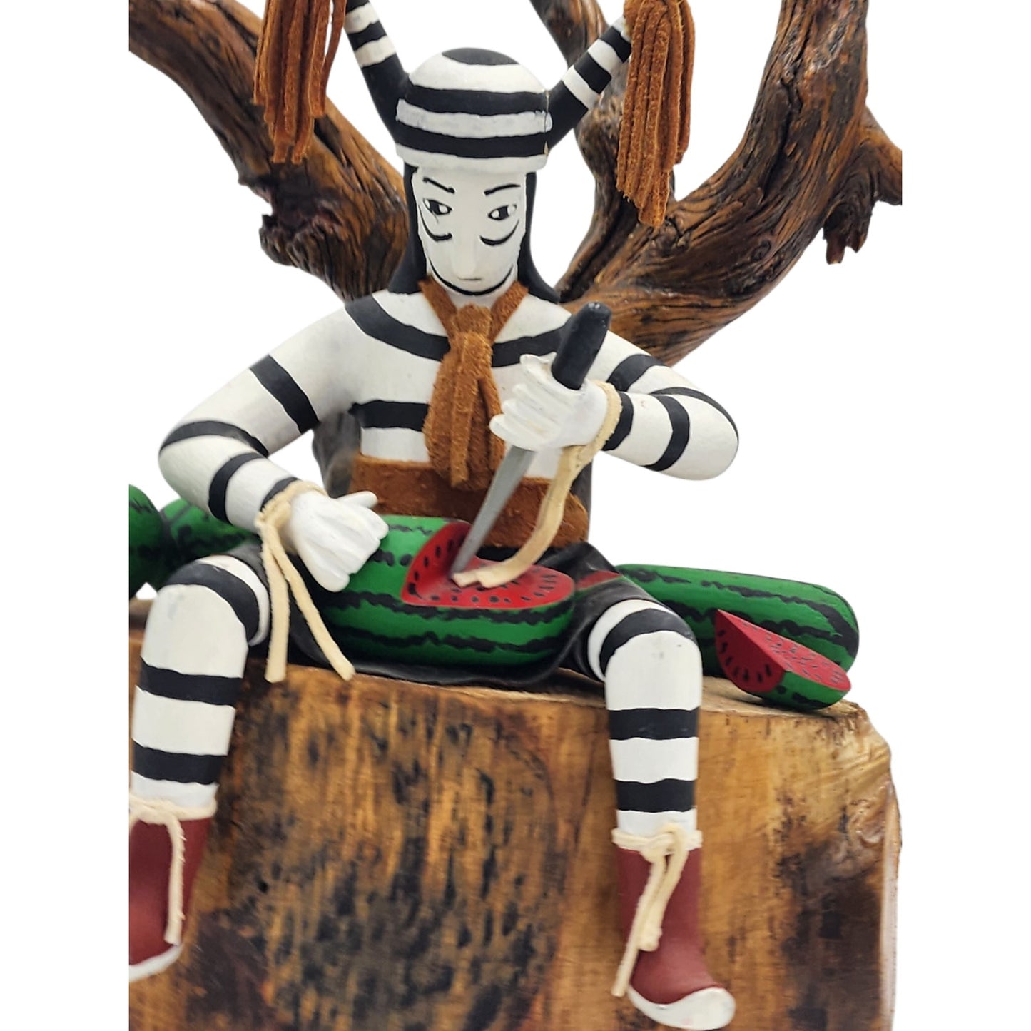 Kachina Southwestern Native American Style Koshare Clown Watermelon Wood Carving