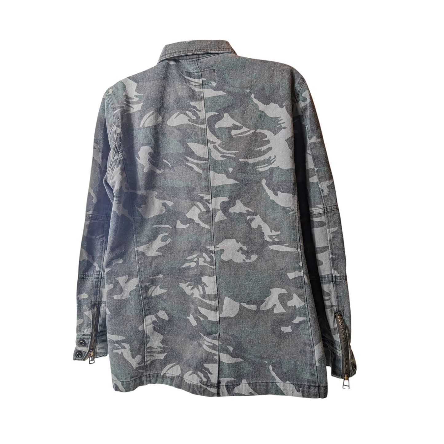 BKE Camo Utility Jacket Womens Large Military Style Zip Up Field Coat Sweatshirt