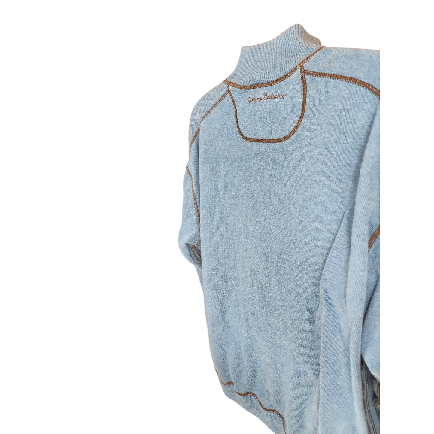 Tommy Bahama Reversible 1/4 Zip Pullover Mens 2XL Brown Blue Sweater Casual Knit