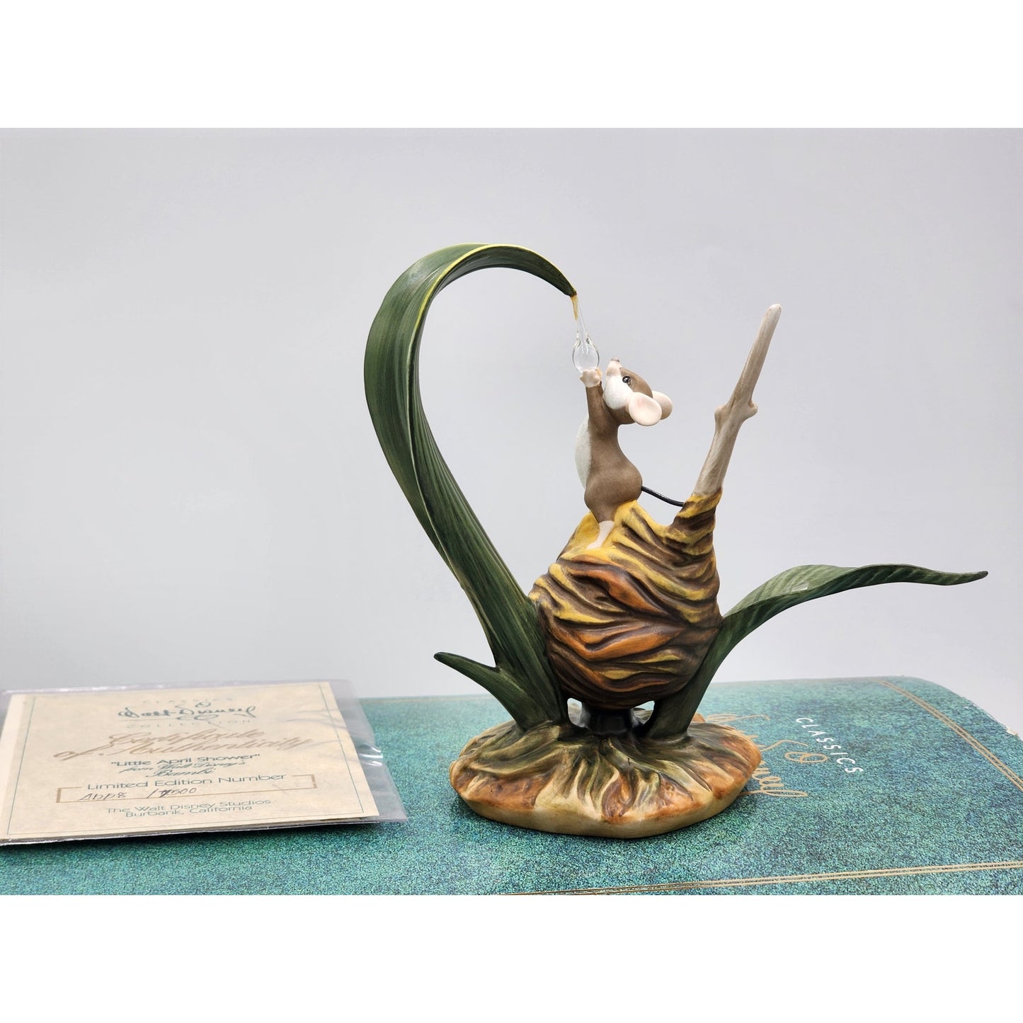 WDCC Bambi "Little April Shower" Field Mouse 50th Anniversary Raindrop Box COA