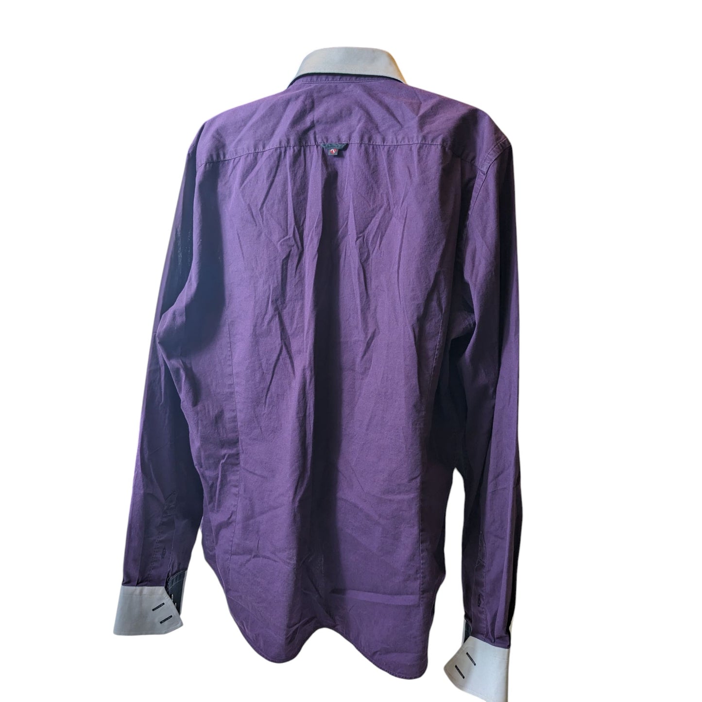 7Camicie Shirt Mens XL 17.5 44 Slim Fit Stretch Dress Purple Collar Button Up