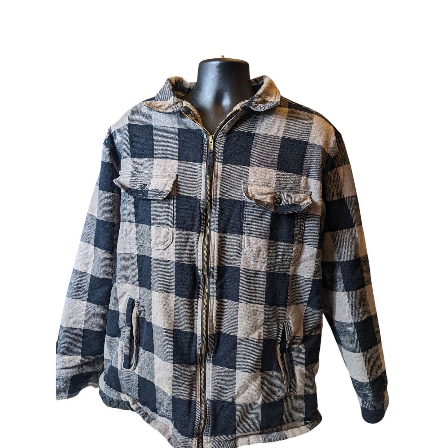 Field N Forest Sherpa Flannel Jacket Men XLT Zip BuffaloPlaid Lumberjack Shacket
