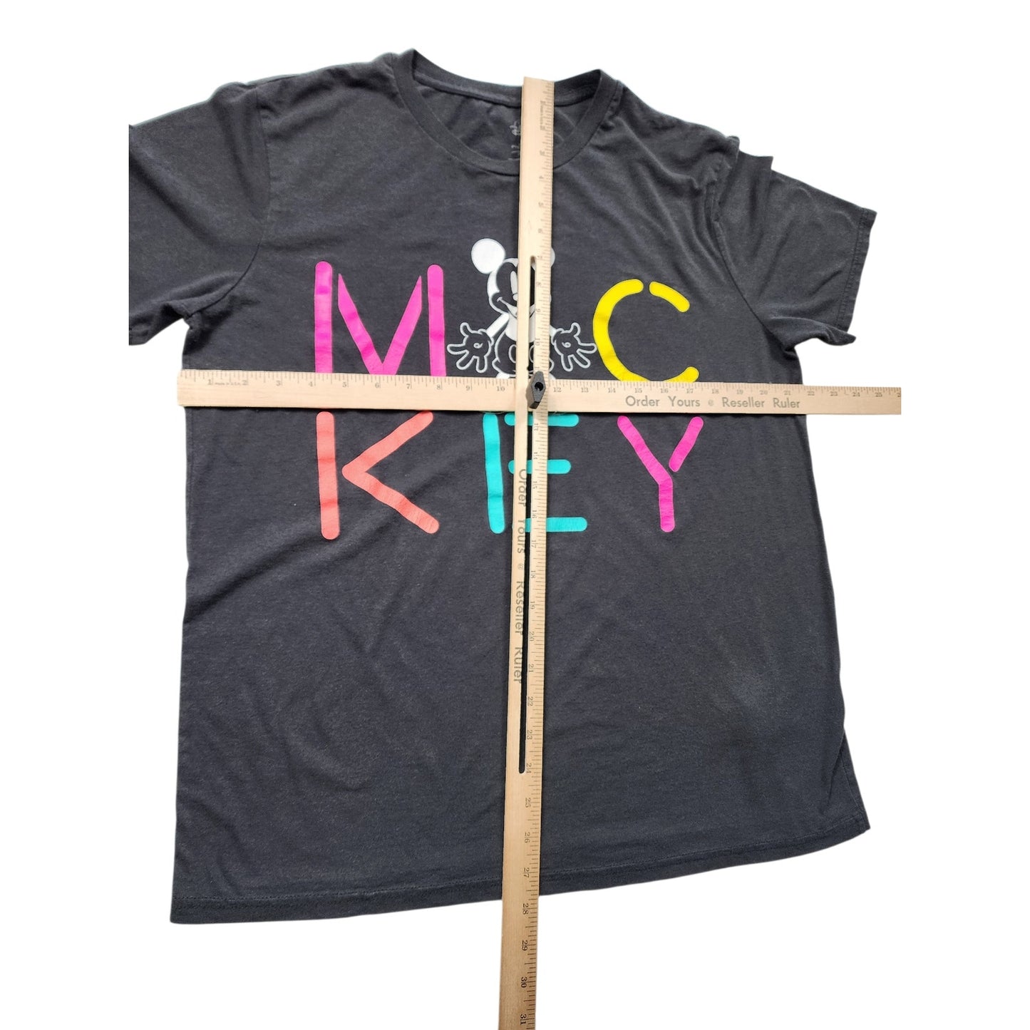 Disney Mickey Mouse T Shirt Large Neon Letters Graphic Tee Retro Vintage Style