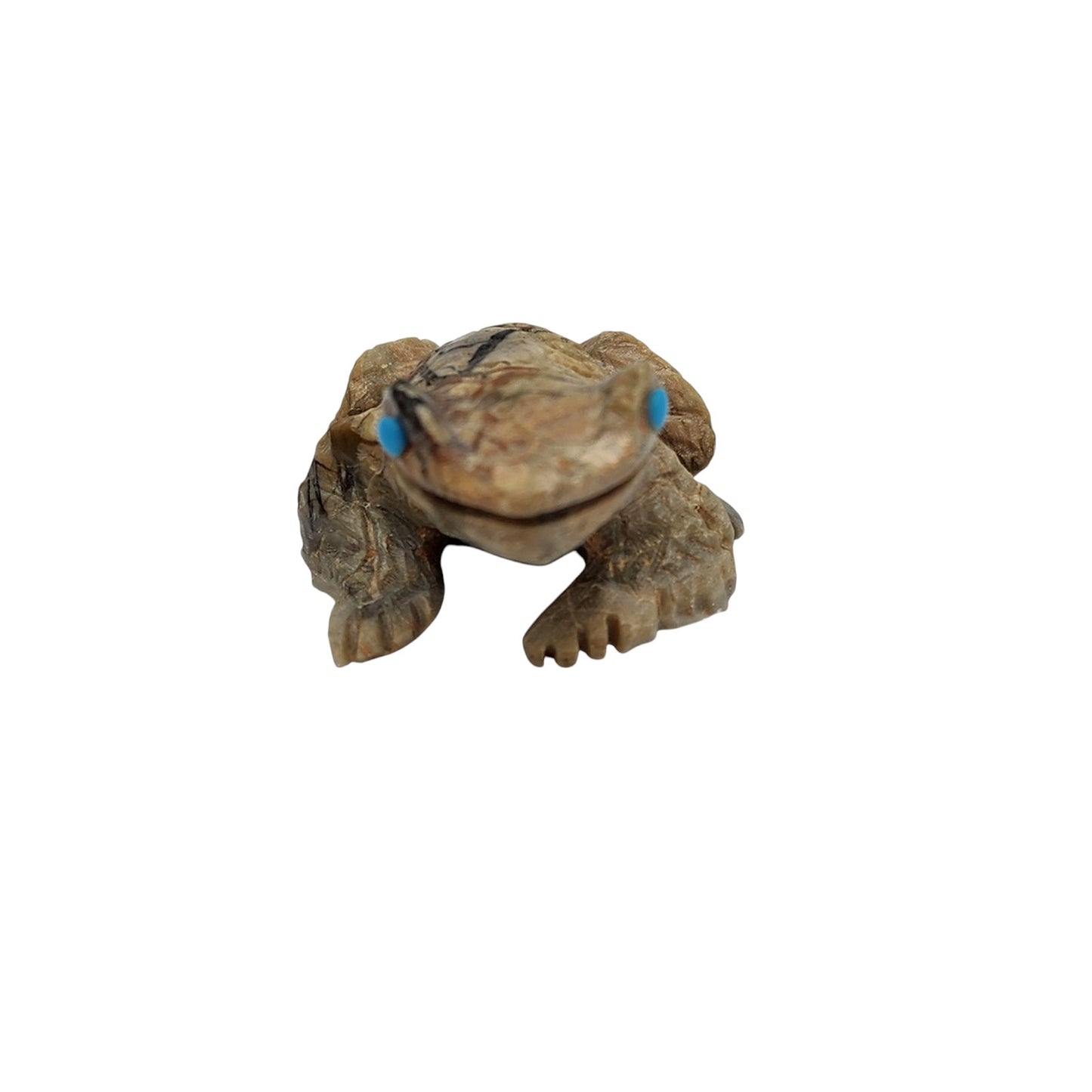 Native American Zuni Frog Fetish Picasso Marble Carving Turquoise Inlay Totem