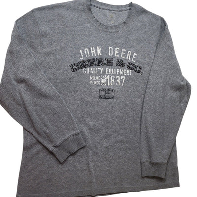 John Deere Long Sleeve Shirt Mens XXL Thermal Waffle Knit Crewneck Casual 1837
