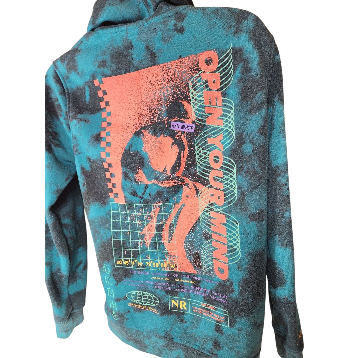 Brooklyn Cloth Hoodie Men Medium Women Large Tie Dye Graphic Open Your Mind Tech