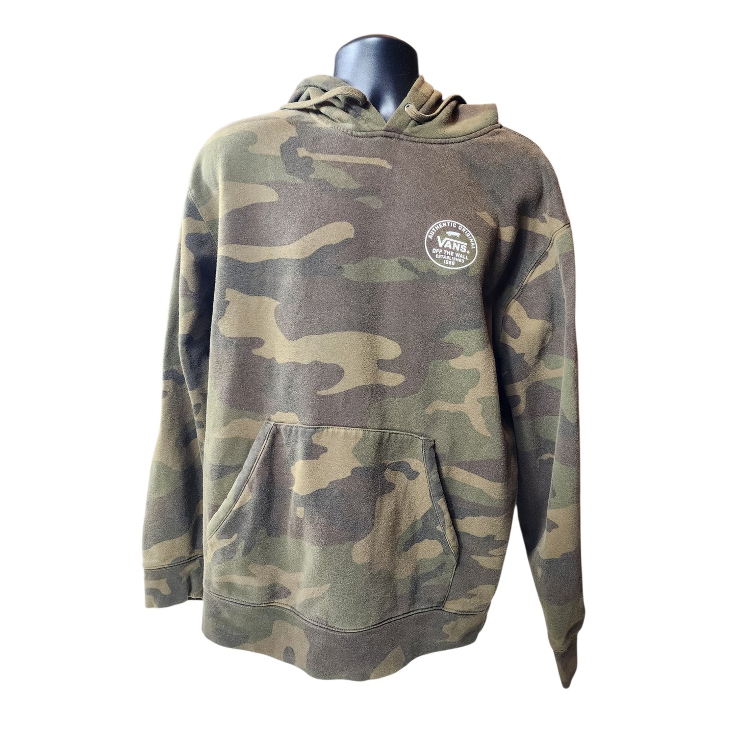 VANS Hoodie Large Camo Pullover Off Wall Skate Streetwear Y2K Kangaroo Pocket