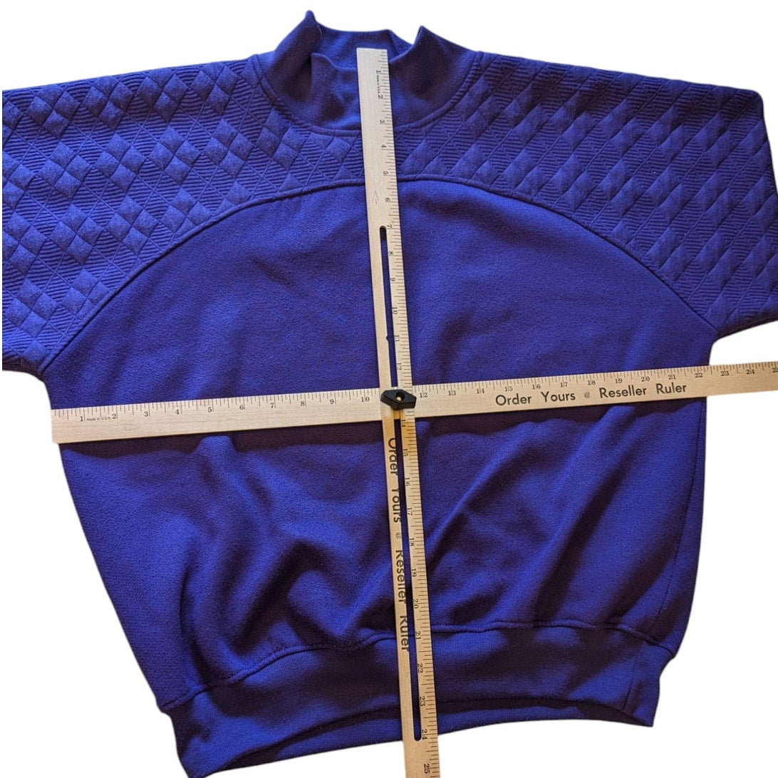 Vintage Gitano Sweatshirt Women Medium/Large Purple Quilted Pullover Mock Neck